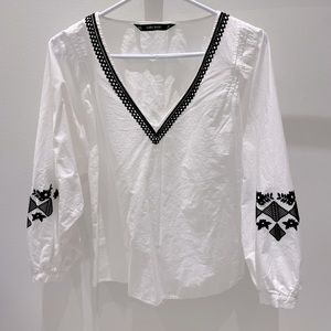 Zara white and black blouse size small